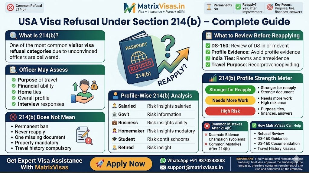 USA Visa Refusal 214(b) Explained | Reasons, Solutions & Reapplication Guide - MatrixVisas